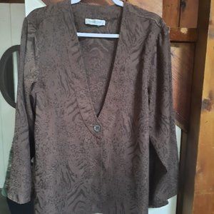 Coldwater Creek Brown Animal Print Single Button Jacket Sz L/XL